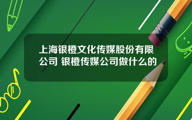 上海银橙文化传媒股份有限公司 银橙传媒公司做什么的